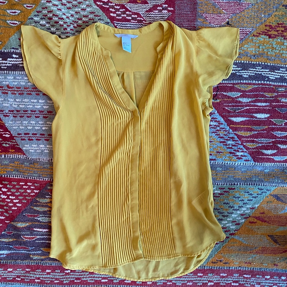 H&M Yellow Butterfly Sleeve Blouse
